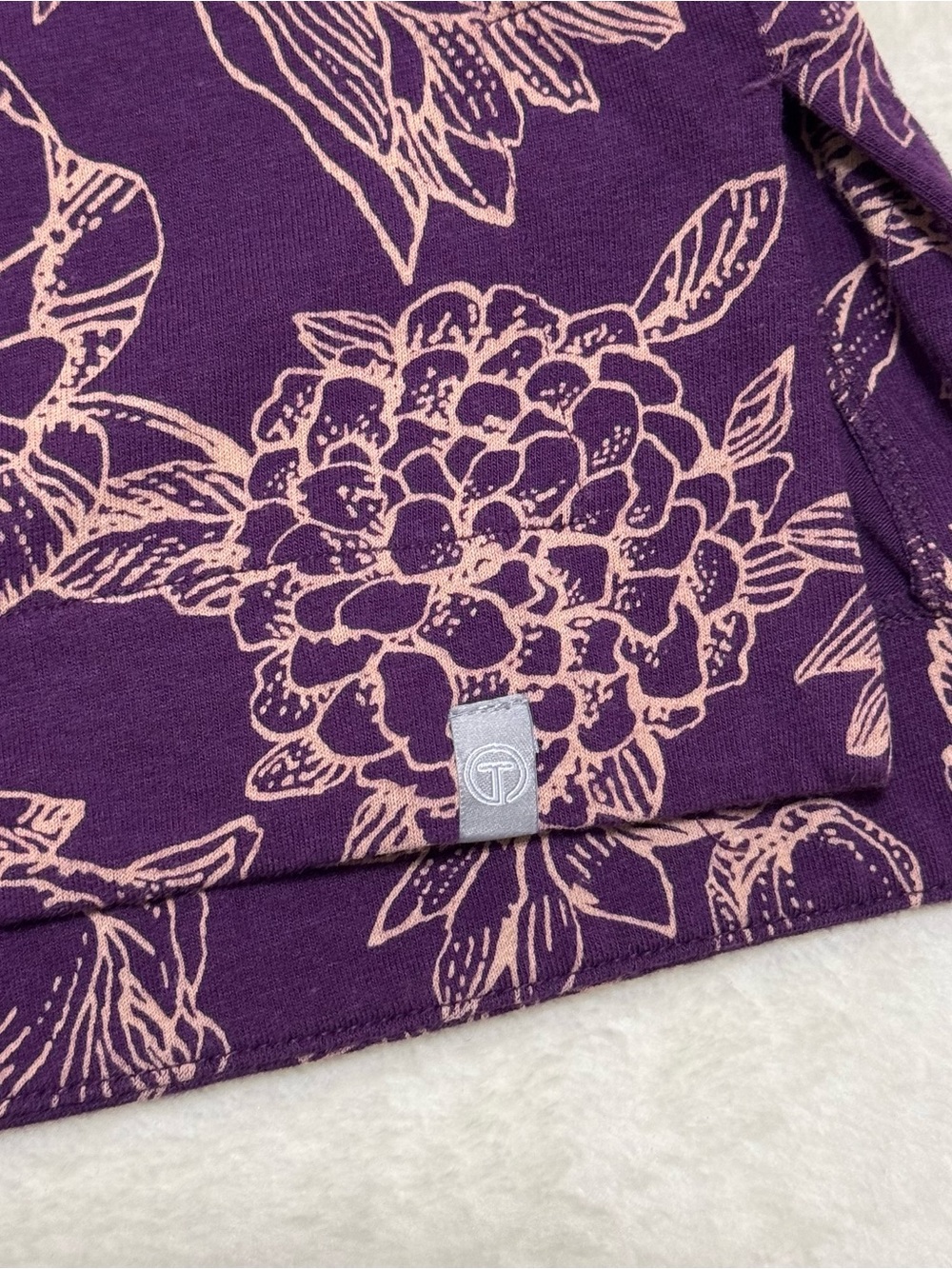 T By Talbots Long Sleeve T-Shirt Top Purple Floral Multi Color Stretch Size Lp - Picture 4 of 8